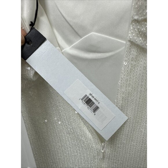 Mac Duggal Size 4 White 26598 V-Neck Sequin Wrap Waist Maxi Gown Wedding Bridal - Picture 11 of 12